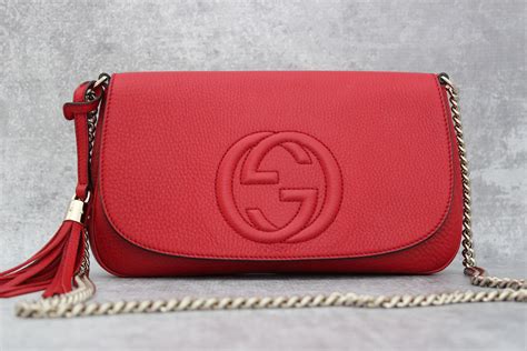 red gucci bag with chain|Gucci chain detail handbags.